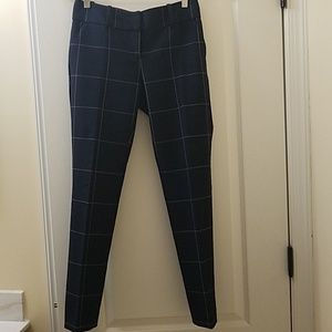 Navy windowpane ankle pants